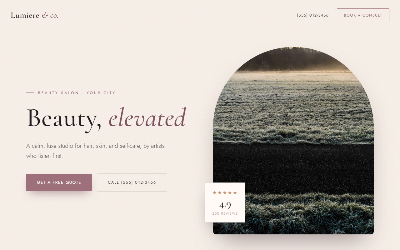 Lumiere Beauty Studio design preview