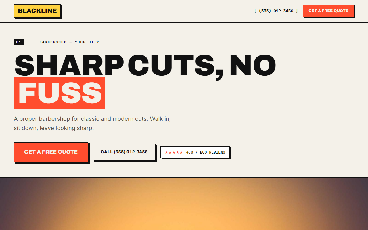 Blackline Barber Co. design preview