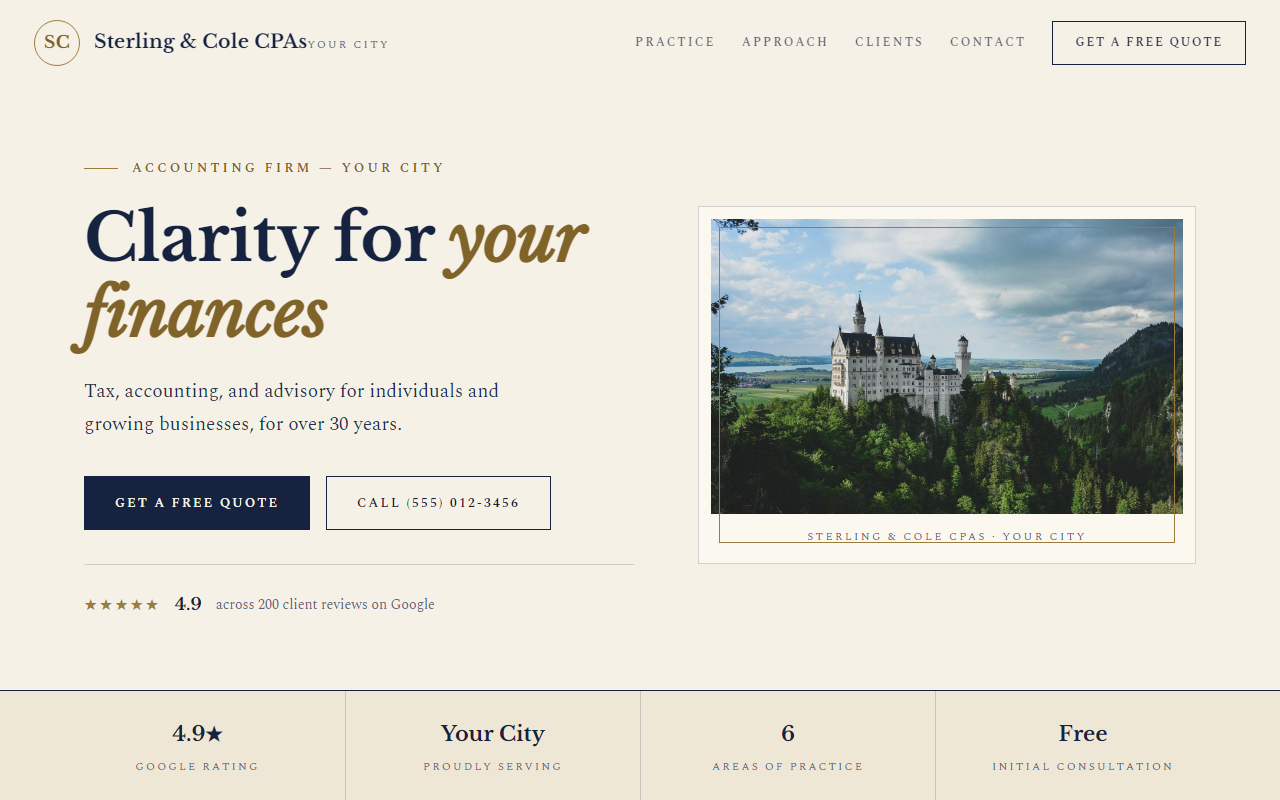 Sterling & Cole CPAs design preview