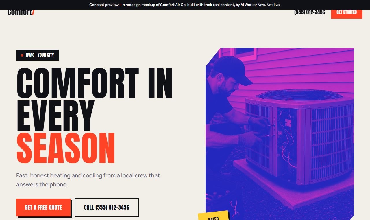 Example heating and cooling website