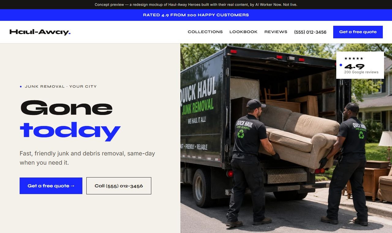 Example junk removal website
