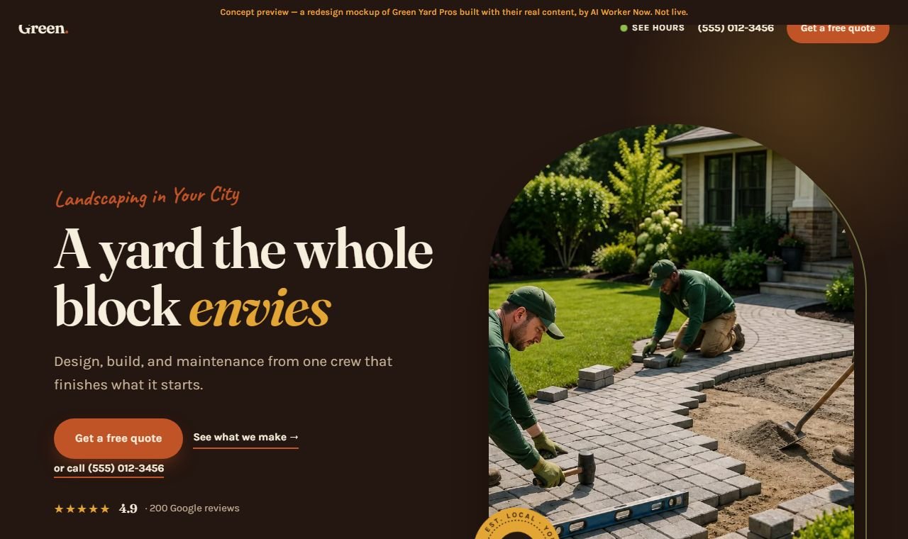 Example landscaping and lawn care website