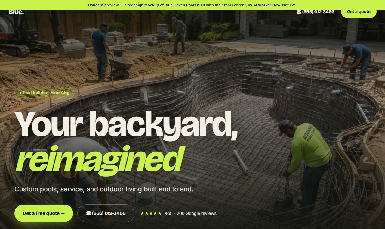 Example pool building and service website