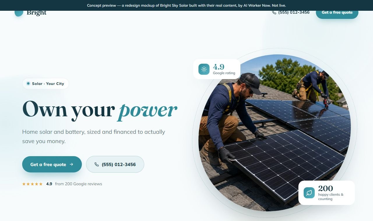 Example solar installation website