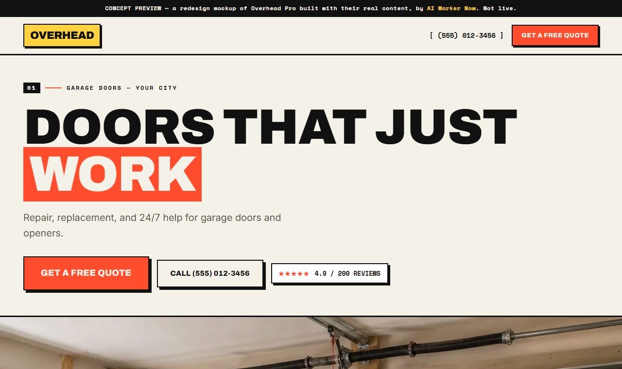Garage doors website template