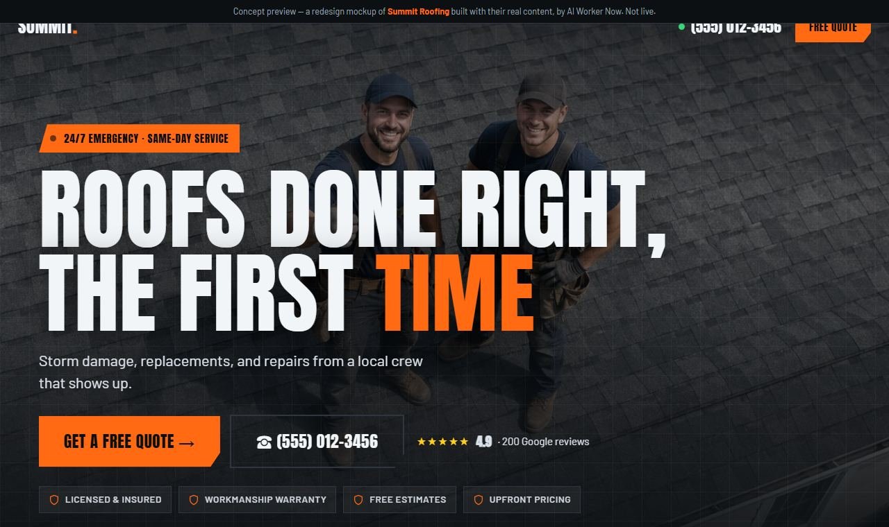 Roofing website template
